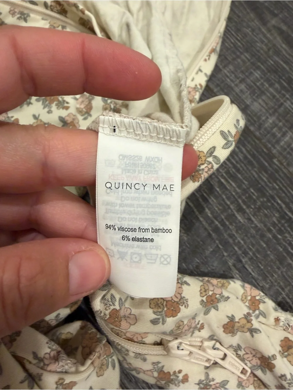 Quincy Mae Wildflower Bamboo Zip Onesie 12-18 month
